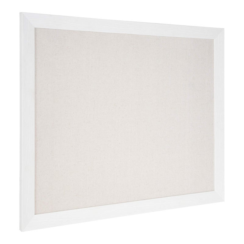 DesignOvation Beatrice Framed Linen Fabric Pinboard, 27x33, White, Rustic Wall Organization - Image 1
